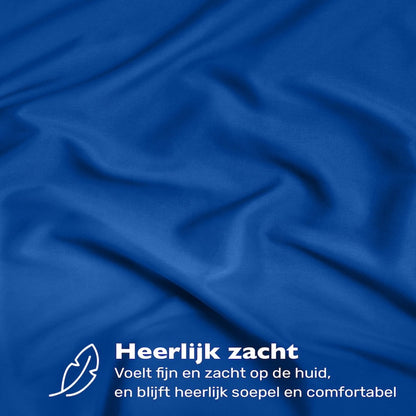 Hoeslaken 140x200 - Katoen jersey - Hoekhoogte 30cm - Elastiek rondom - Blauw