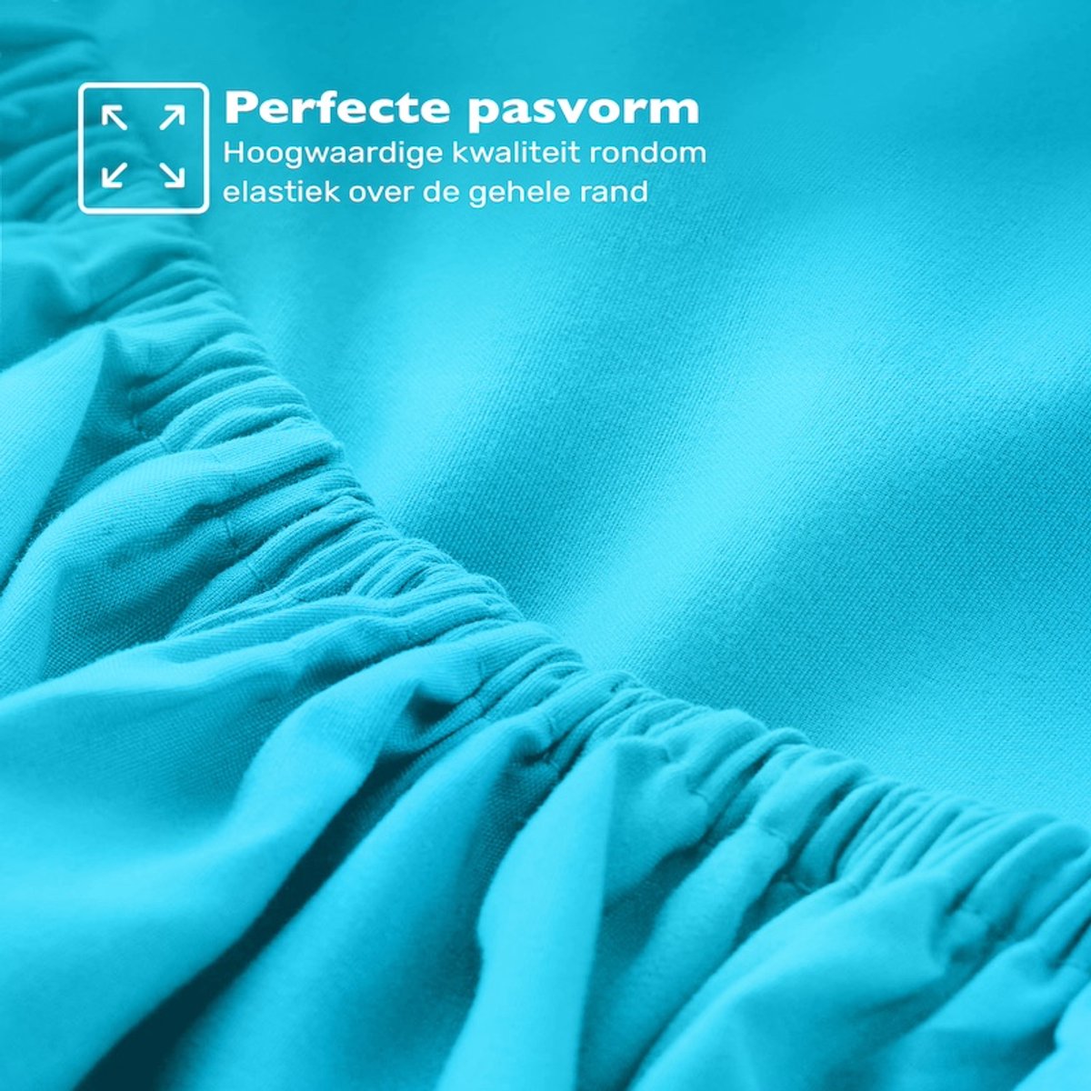 Hoeslaken 140x200 - Katoen jersey - Hoekhoogte 30cm - Elastiek rondom - Turquoise