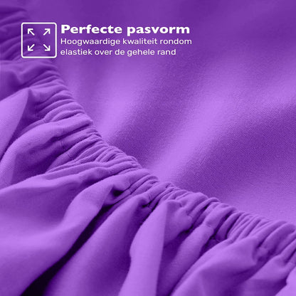 Hoeslaken 120x200 - tot 30 cm Hoekhoogte - 100% Katoen Jersey - Meer Kleuren - Strijkvrij - Lange Levensduur - Paars