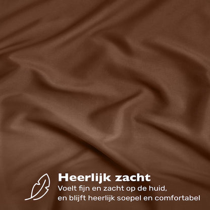 Hoeslaken 90x200 - Katoen jersey - Hoekhoogte 30cm - Elastiek rondom - Bruin