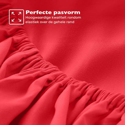 Hoeslaken 120x200 - tot 30 cm Hoekhoogte - 100% Katoen Jersey - Meer Kleuren - Strijkvrij - Lange Levensduur - Rood