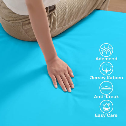 Hoeslaken 200x200 - Katoen jersey - Hoekhoogte 35cm - Elastiek rondom - Turquoise