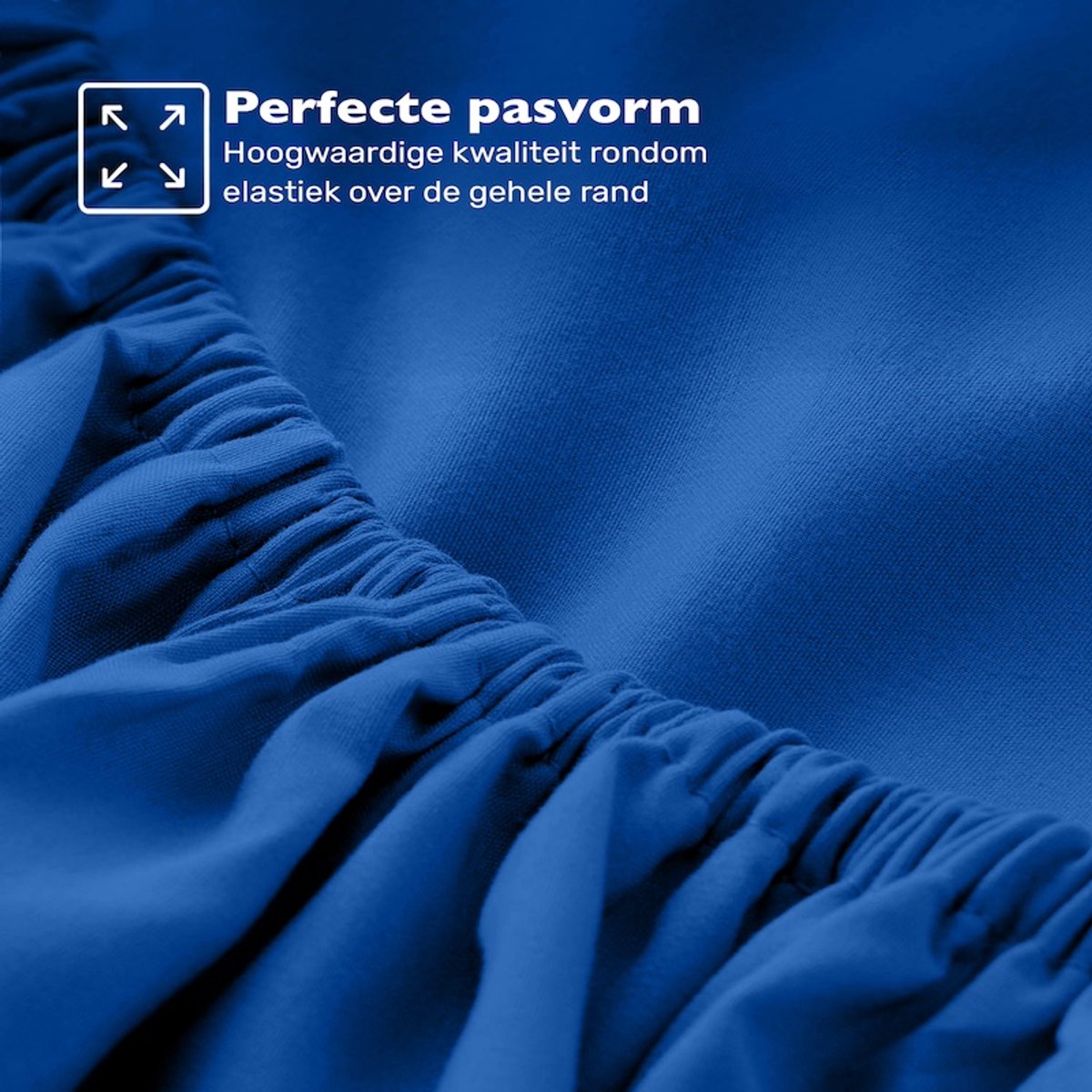 Hoeslaken 200x200 - Katoen jersey - Hoekhoogte 35cm - Elastiek rondom - Blauw