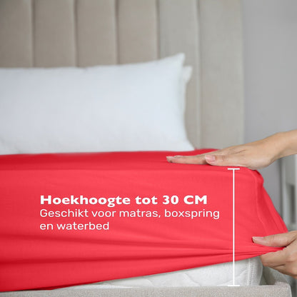 Hoeslaken 120x200 - tot 30 cm Hoekhoogte - 100% Katoen Jersey - Meer Kleuren - Strijkvrij - Lange Levensduur - Rood