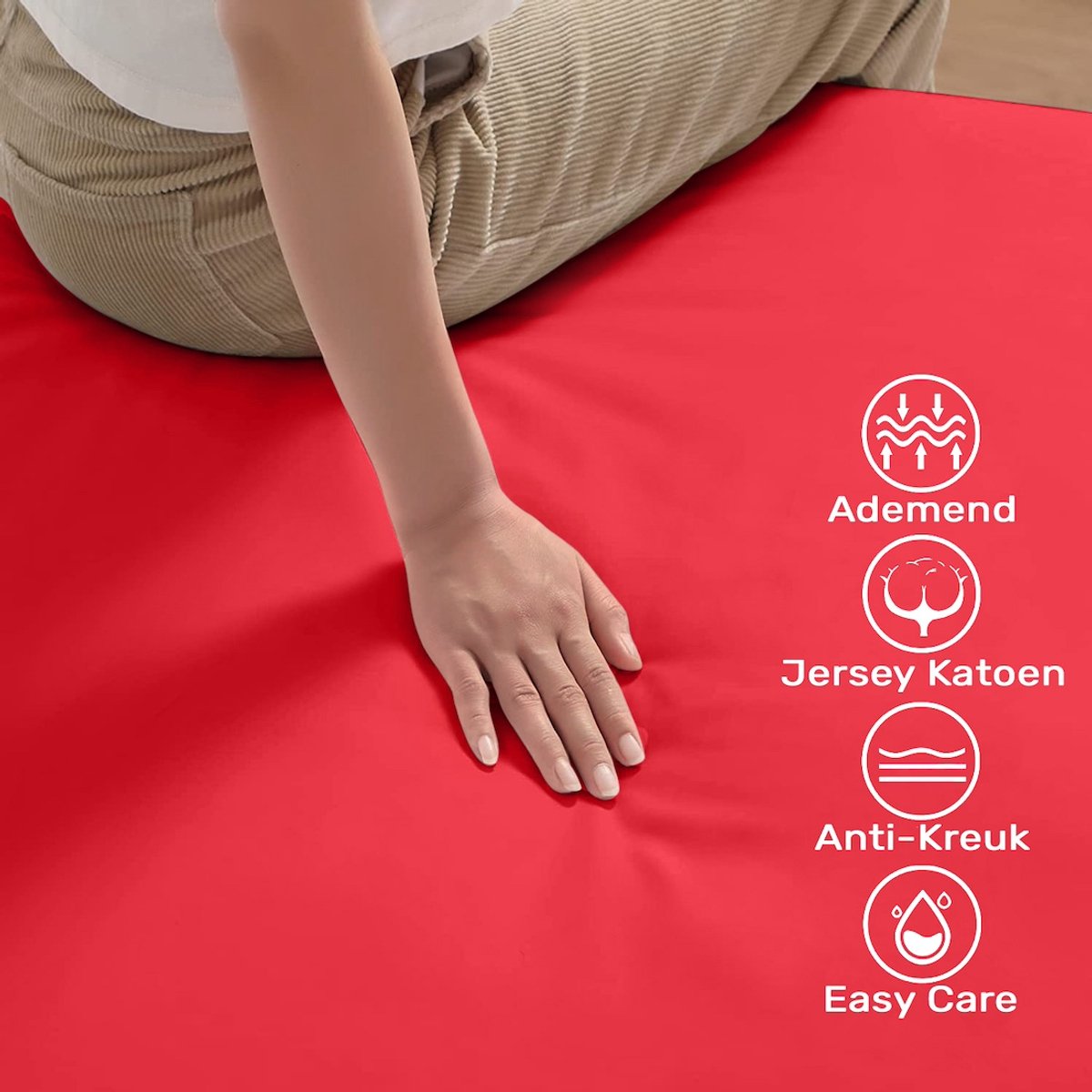 Hoeslaken 120x200 - tot 30 cm Hoekhoogte - 100% Katoen Jersey - Meer Kleuren - Strijkvrij - Lange Levensduur - Rood