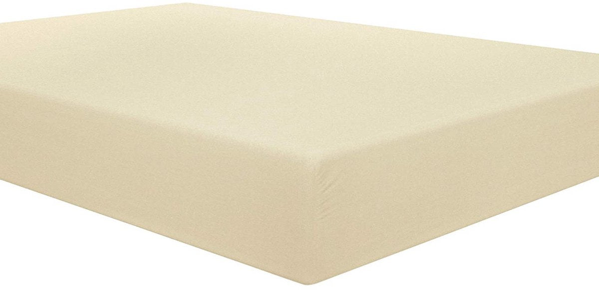 Hoeslaken 90x200 - Katoen jersey - Hoekhoogte 30cm - Elastiek rondom - Creme