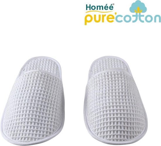 Homéé - Badslippers - 2 paren - waffel piqué - gesloten teen | One size 42-45