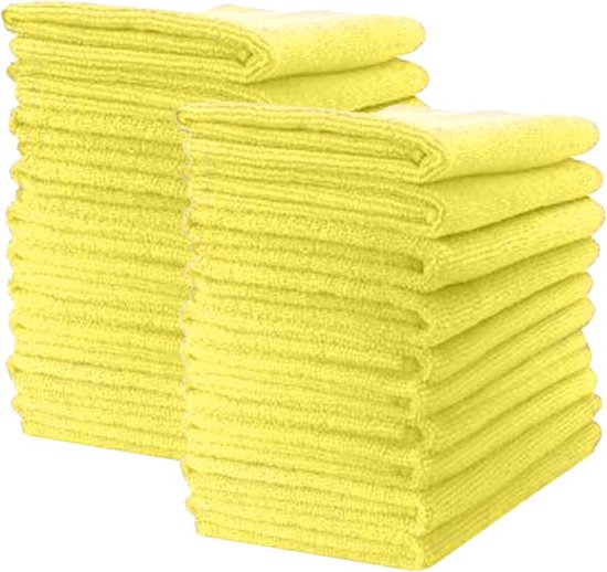 Homéé Microvezel Schoonmaakdoekjes Vaatdoeken 340g/m² - Geel - 40 x 40 cm - Set van 20 Stuks