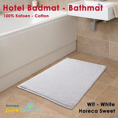 Hotel badmatten slaapkamer 100% katoen 1100g p/m² Wit - 50x80cm - set van 2 stuks