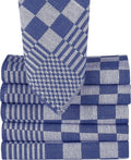 Homéé Theedoeken Blokdoeken pompdoeken blauw / wit 65x65 cm set van 6 stuks