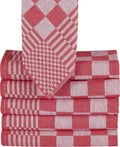 Homéé - Blokdoeken pompdoeken theedoeken rood / wit |set van 6 stuks | 65x65cm