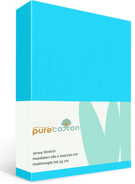Hoeslaken 180x200 - Katoen jersey - Hoekhoogte 35cm - Elastiek rondom - Turquoise