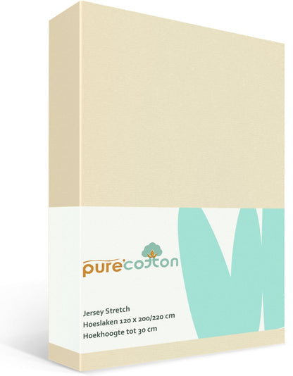 Hoeslaken 120x200 - tot 30 cm Hoekhoogte - 100% Katoen Jersey - Meer Kleuren - Strijkvrij - Lange Levensduur - Creme