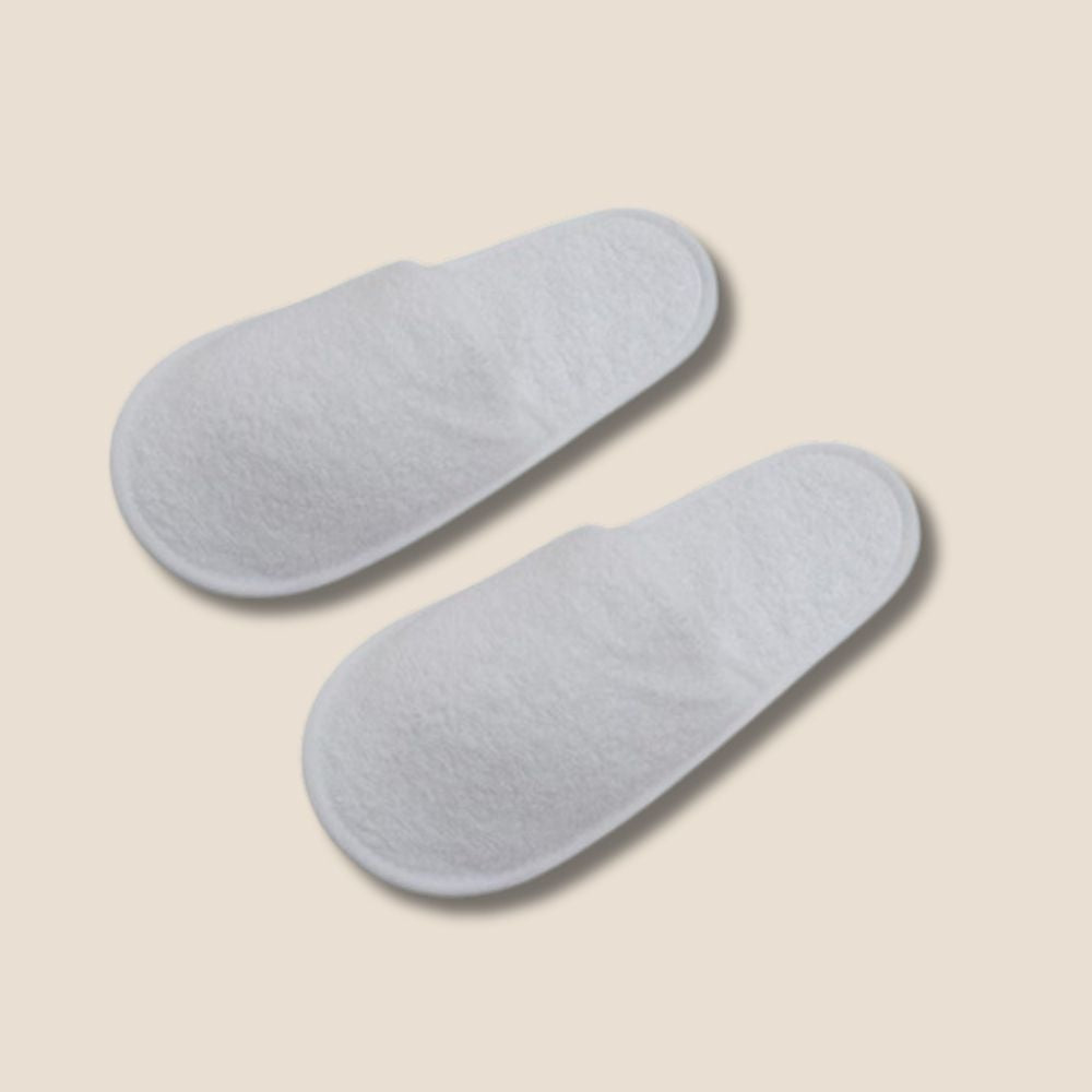 Homéé - Badslippers - 2 paren - Wit 100% katoenen badstof | One Size 42-45