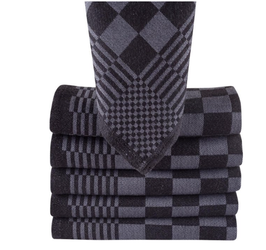 Homéé Blokdoeken Pompdoeken Theedoeken Zwart/Wit - 65x65cm - Set van 6 stuks